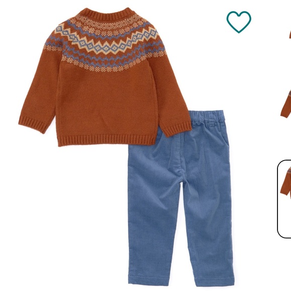 Edgehill Collection  Long Sleeve Round Neck Sweater & Pull-On Pants Set - Picture 2 of 14